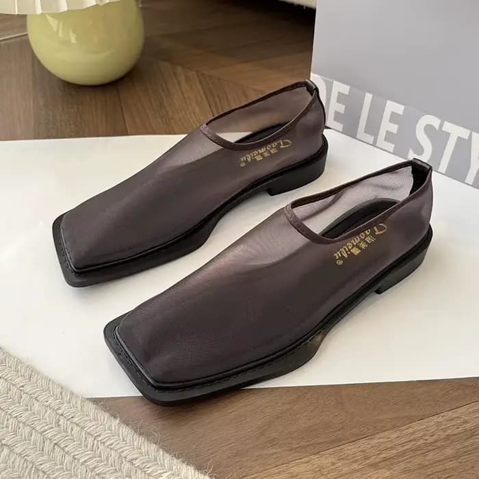 2025 nouveaux appartements d'été en dentelle femmes bout carré mocassins respirants chaussures plate