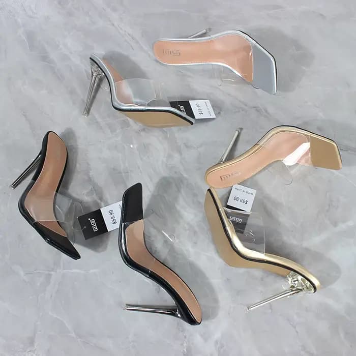 Sandales à bout ouvert en PVC pour femmes, pantoufles à talons super hauts, mode extérieure, chaussu
