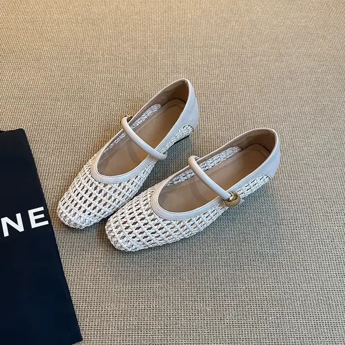 Femmes talon bas évider chaussures 3cm femme talon carré pompes bout carré peu profond concepteur él