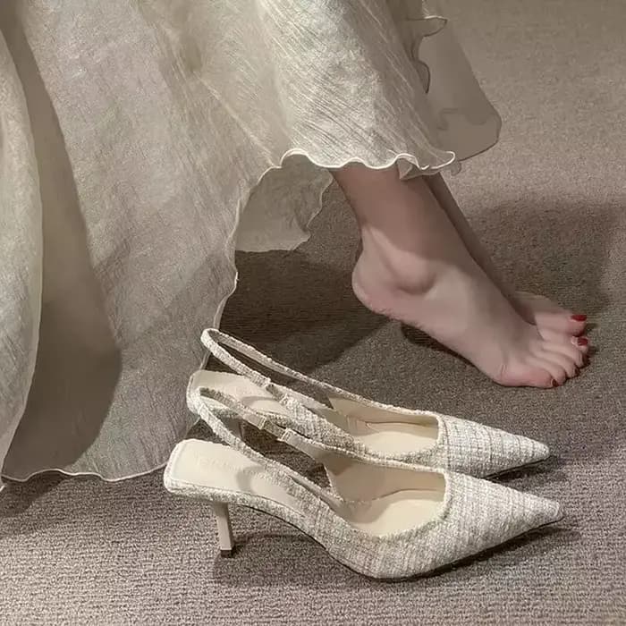 Talons à plateforme tricotés conçus pour femmes, chaussures de fête à bout pointu, sandales à talons