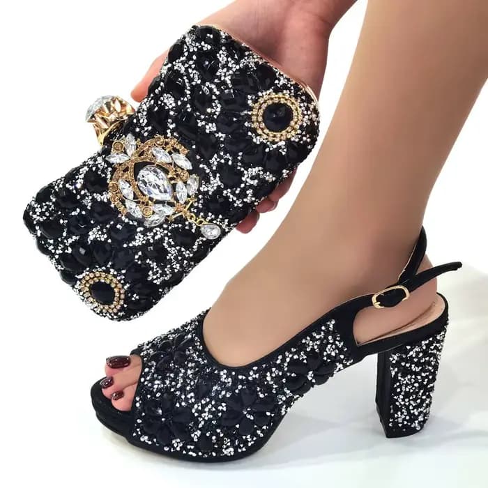Doershow Ensemble de chaussures et sacs assortis pour femmes Italie Escarpins de fête Ensemble de ch
