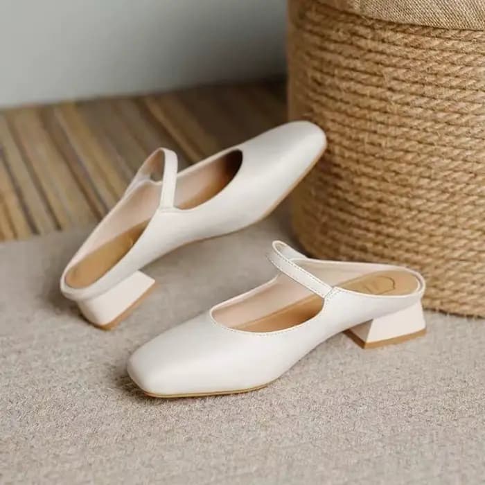 Nouvelles Escarpins Slingback Femme 2026 Noir Beige Élégants à Talons Carrés Épais – Chaussures Femm