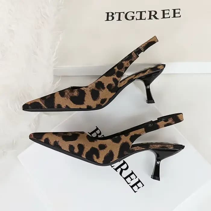 Chaussures à talons hauts pour Banquet, Style européen et américain, imprimé léopard, talon fin, bou