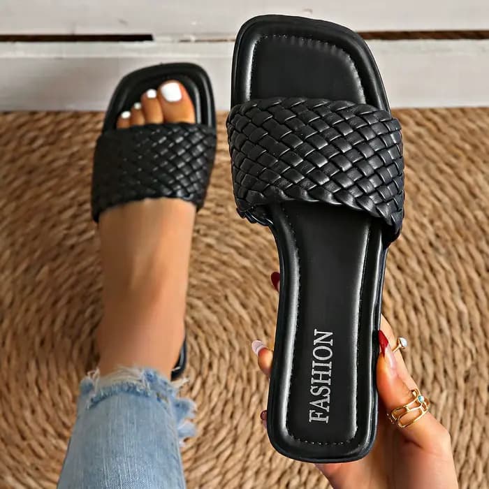 Sandales d'été de luxe pour femmes, pantoufles à fond plat, décontractées, simples, couleur unie, sa
