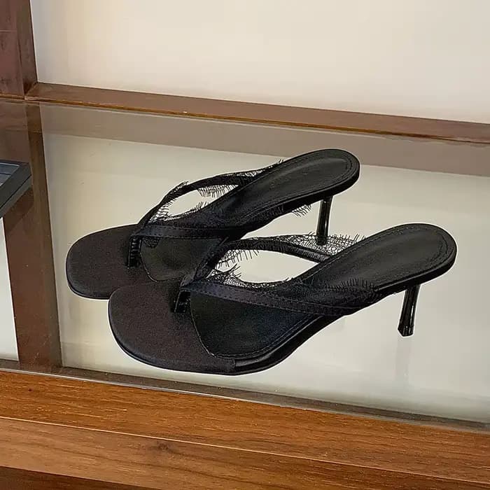 Nouvelles sandales d'été à talons pour femmes, mules à bout carré, chaussures à talons fins, tongs e