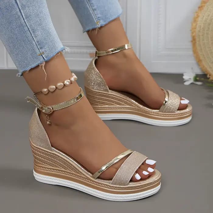 Sandales Décontractées à Plateforme et Talons Hauts pour Femme, Chaussures de Luxe à la Mode, Confor