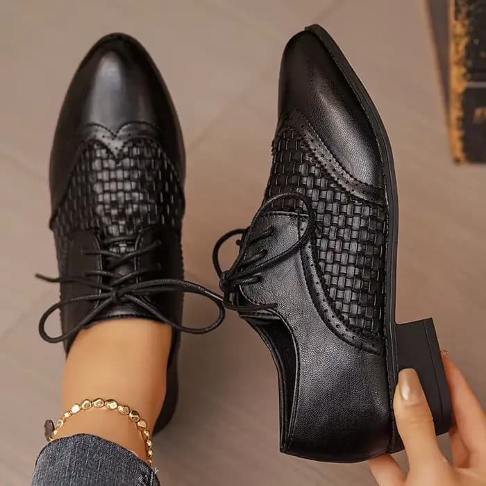 Nouvelles Chaussures Oxford à Talons Épais et Respirants pour Femmes, Grande Taille 43, Bout Pointu,