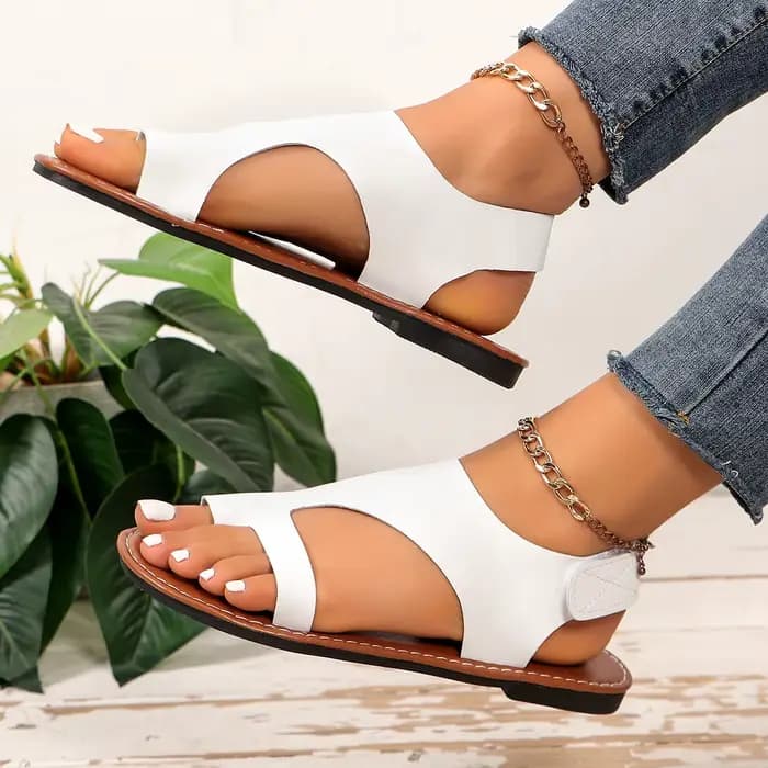 Sandales romaines plates d'été pour femmes, chaussures antidérapantes à bout rétro, plateforme, nouv