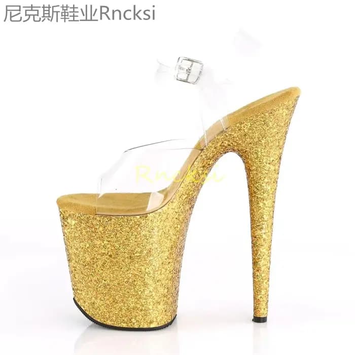 Sandales à talons hauts pour femmes, talons aiguilles, talons super hauts, mot transparent, sexy, no