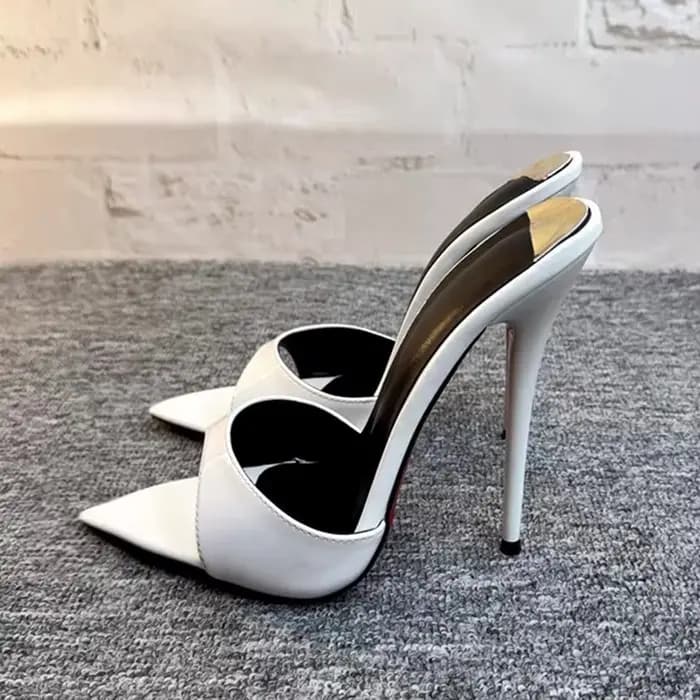 Mules à talons ultra hauts 14/16 cm en cuir verni noir, confortables, à enfiler, style escarpins à t