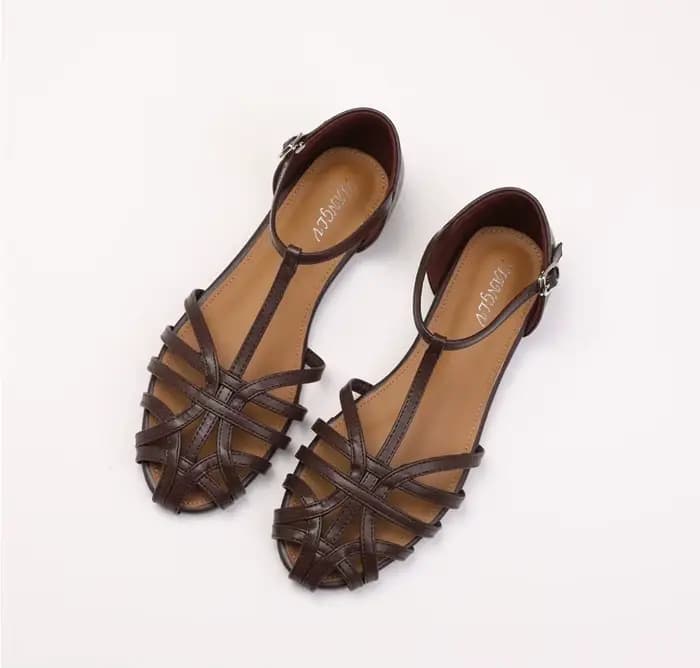 ZAROY femmes sandales été chaussures décontractées t-attaché sangle croisée sandales plates tissage 