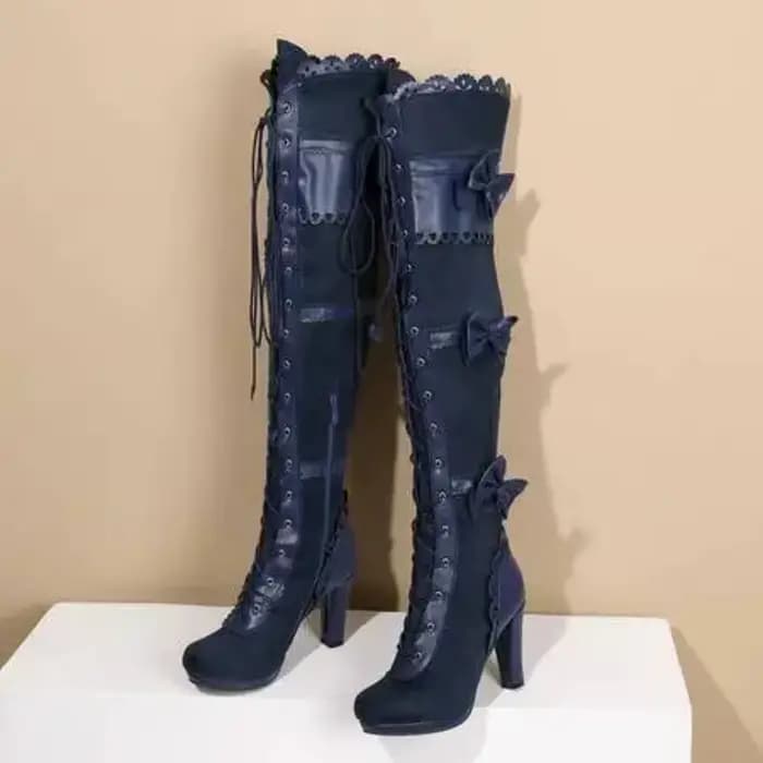 2025 mode femmes bottes Stretch sur le genou Sexy chaussures de fête talons hauts à lacets fermeture