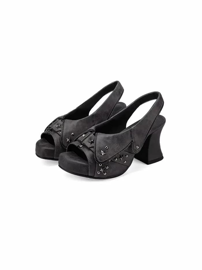 Sandales rétro vieillies à bout ouvert pour femme, style audacieux, plateforme imperméable, talon ép