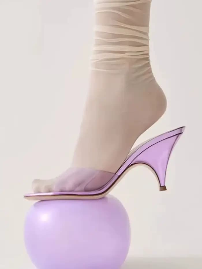 Nouvelles sandales d'été vert menthe à talons ouverts, dos nu, avec empeigne transparente et talon c