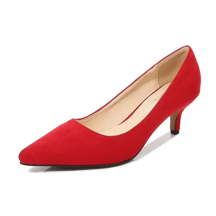 Escarpins à talon bas pour femme, bout pointu, talon chaton, vert velours, grandes tailles, chaussur