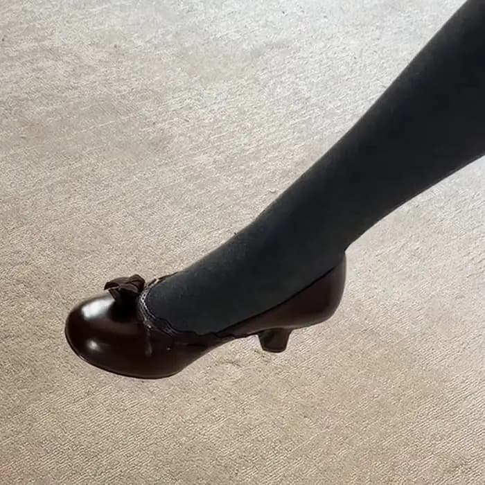 Chaussures à talons hauts rétro marron pour femme, bout rond, à enfiler, confortables, mi-hautes, st