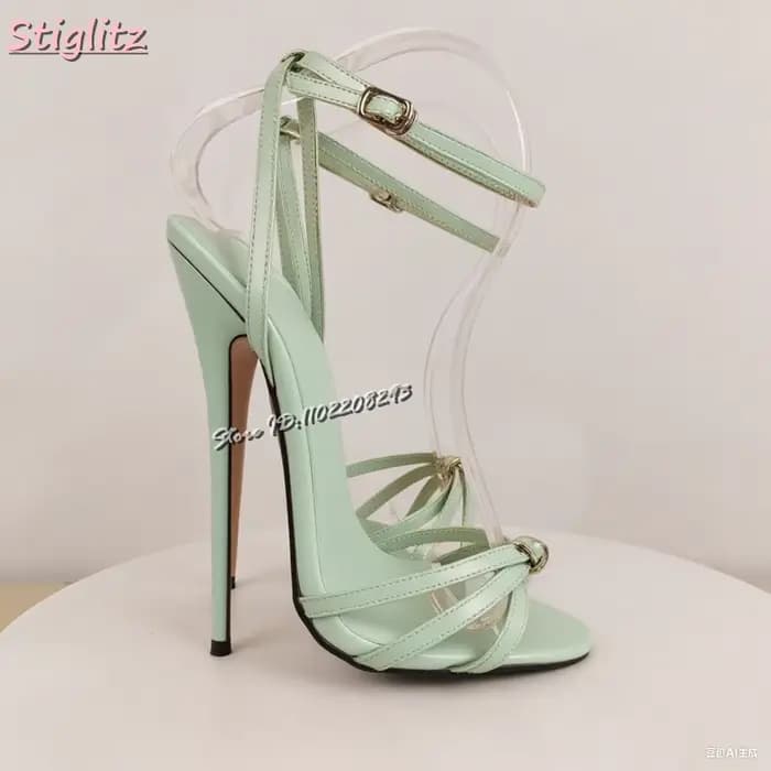 Sandales croisées dorées Sexy, bout ouvert, talons Super hauts peu profonds, lanières à boucle, Stil