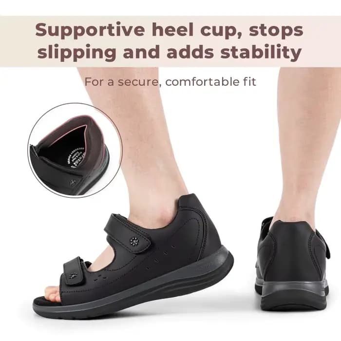 Sandales orthopédiques FitVille pour femmes diabétiques, à bout ouvert, largeur large, avec sangles 