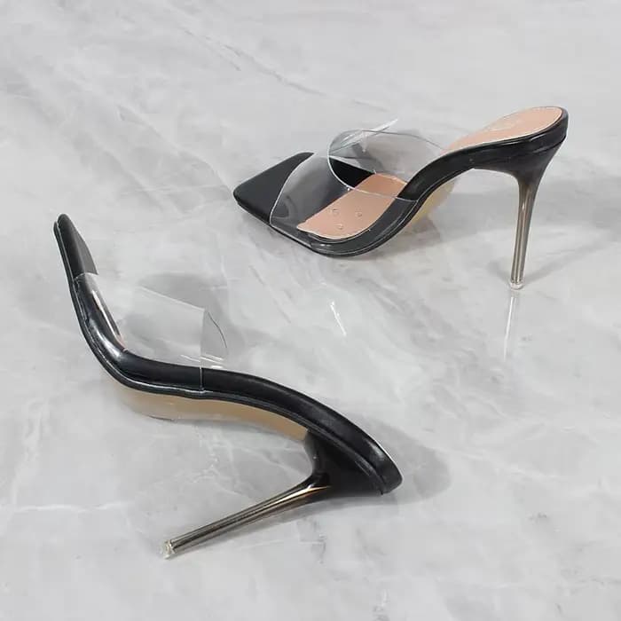Sandales à bout ouvert en PVC pour femmes, pantoufles à talons super hauts, mode extérieure, chaussu