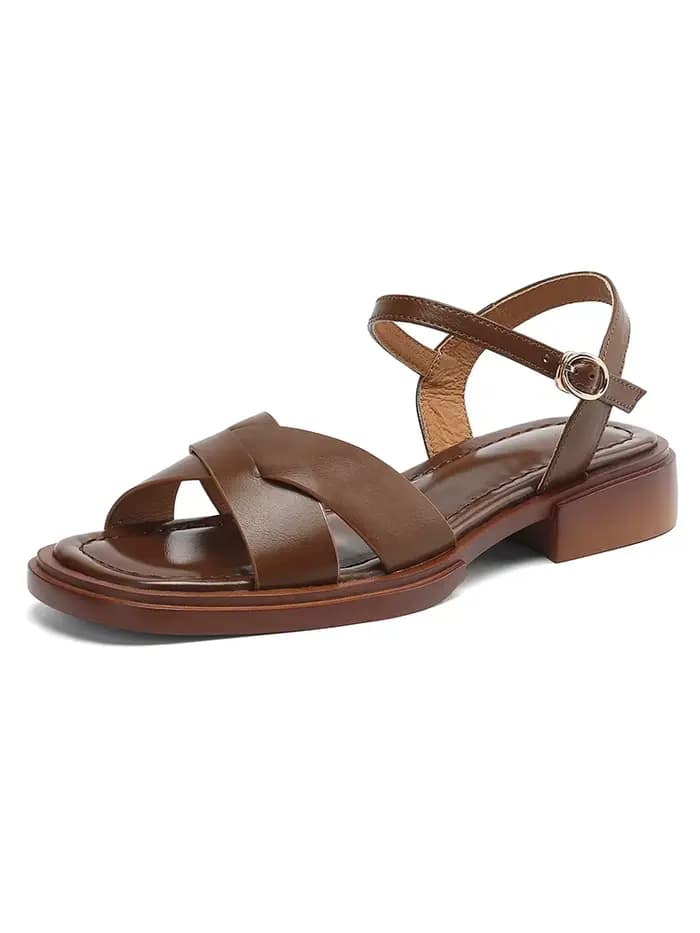 2025 nouvelles femmes tendance été plate-forme sandales à talons compensés en cuir fendu dames carré