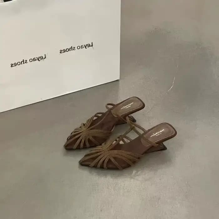 Sandales à lanières en T pour femmes, chaussures de créateur à talons hauts Baotou, pantoufles de lu