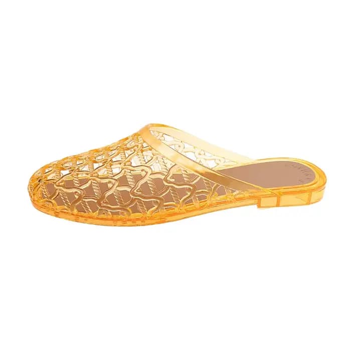 Mules et sandales plates pour femmes en PVC à maille ajourée, à bout fermé, imperméables et antidéra