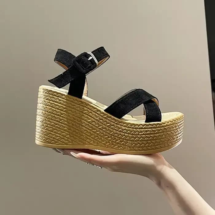 BCEBYL-Sandales à talons compensés pour femmes, chaussures de marche confortables, nouvelle mode, op