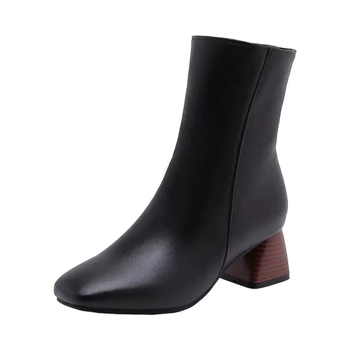 Bottines en cuir pour femmes, bottines courtes chaudes à talons hauts avec fermeture éclair, bout ca