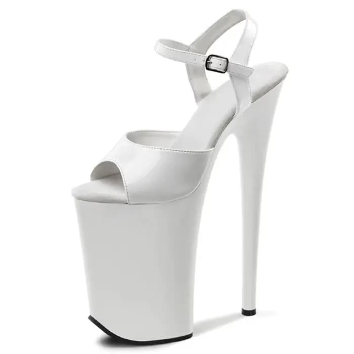 ​ Sandales à bout ouvert à plateforme de 23CM, talons noirs avec bride à la cheville et semelle épai