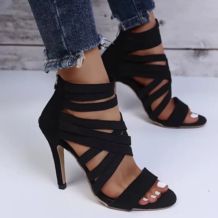 Sandales pour femmes bande élastique talons hauts croisés escarpins Sexy à bout ouvert été nouvelles