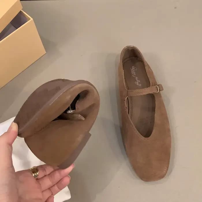 Chaussures de Ballet plates en cuir pour femmes, peu profondes, bout rond, ballerine, mocassins soup