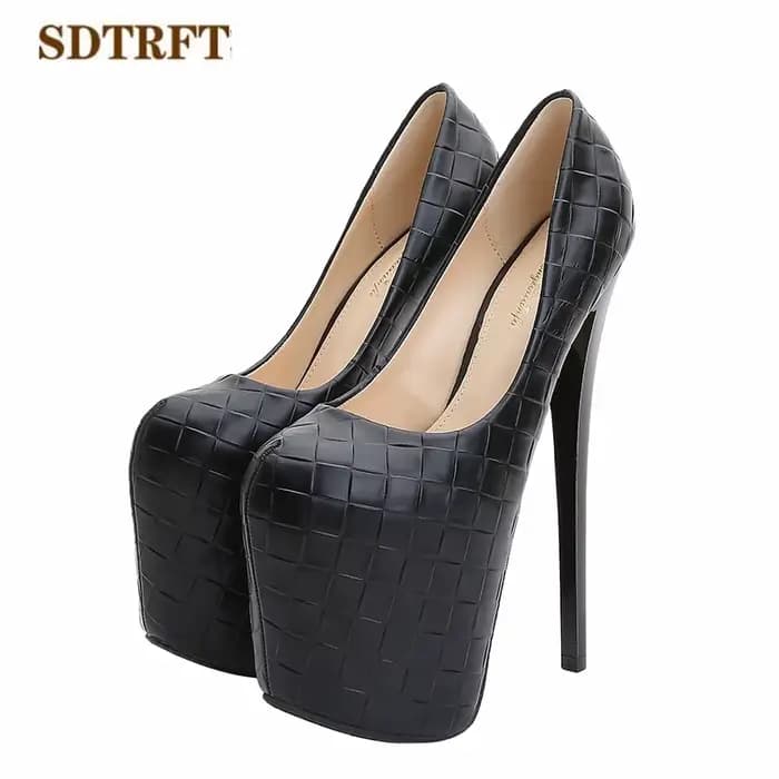 SDTRFT-Chaussures à Plateformes pour Femme, Talons Hauts Fins de 20cm, Escarpins de Club Sexy, Round