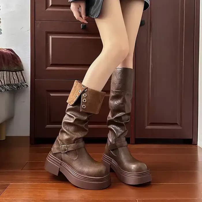 Bottes de Moto à Semelles Optiques pour Femme, en Cuir PU Noir, Western Knight, Nouvelle Mode