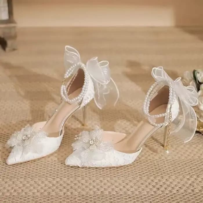 2025 bout pointu nœud femmes Stiletto Hee élégant grande taille chaussures à talons fins pour les fe