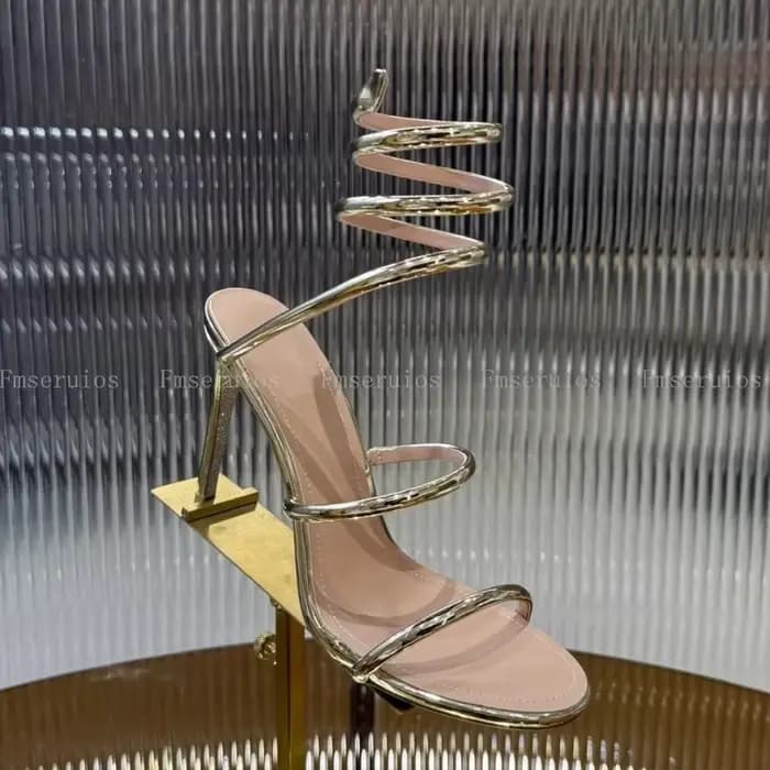 Offre spéciale Sexy talons hauts sandales femme cheville serpent ficelle autour de luxueux haute qua
