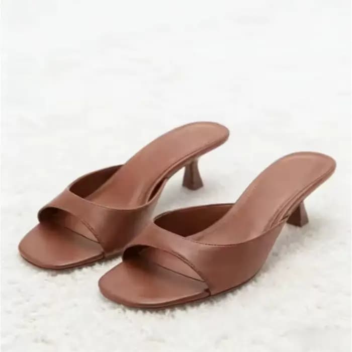 Sandales mules confortables à talon chaton pour femme, style décontracté, bout ouvert, collection ét