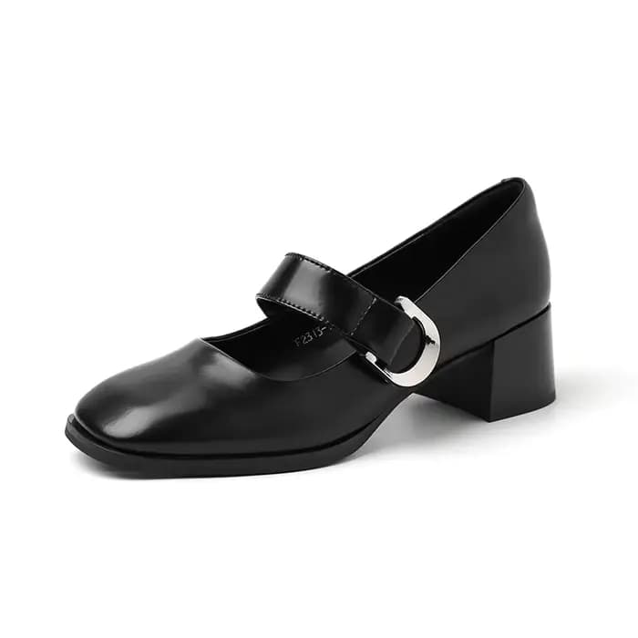 Ods Mary Jane pompes femmes 2025 nouveau printemps luxe véritable cuir de vache moyen bloc talon fai