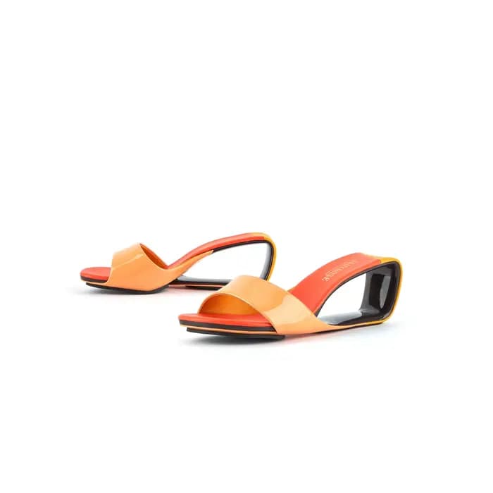 Mules à bout ouvert pour femmes, Design de talon Unique, talon moyen, sandales coulissantes à sangle