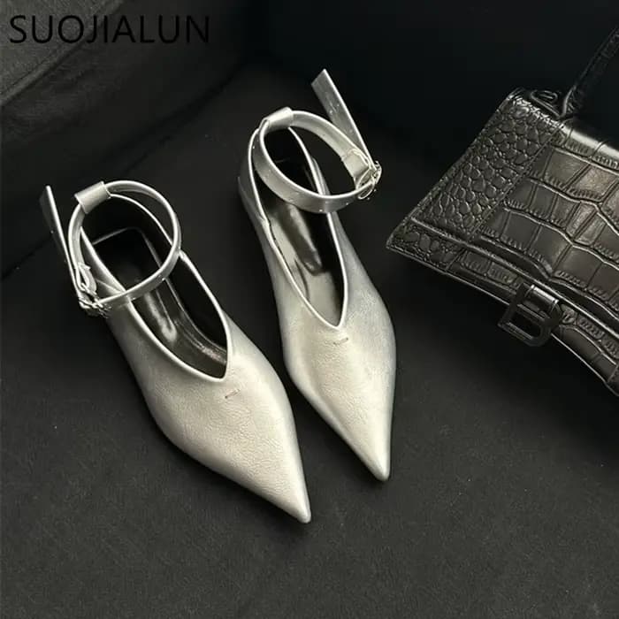 SUOJIALUN-Chaussures Plates à Talon Doux et Jolie tu pour Femme, Élégantes, Peu Profondes, Mary Esse