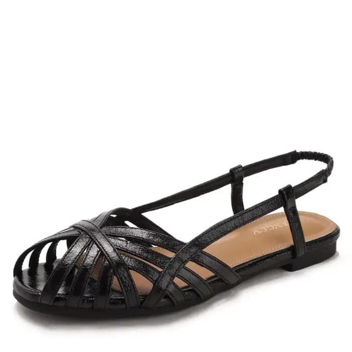 Sandales plates gladiateur pour femme, à bout ouvert, à bride arrière, respirantes, ajourées, pour l