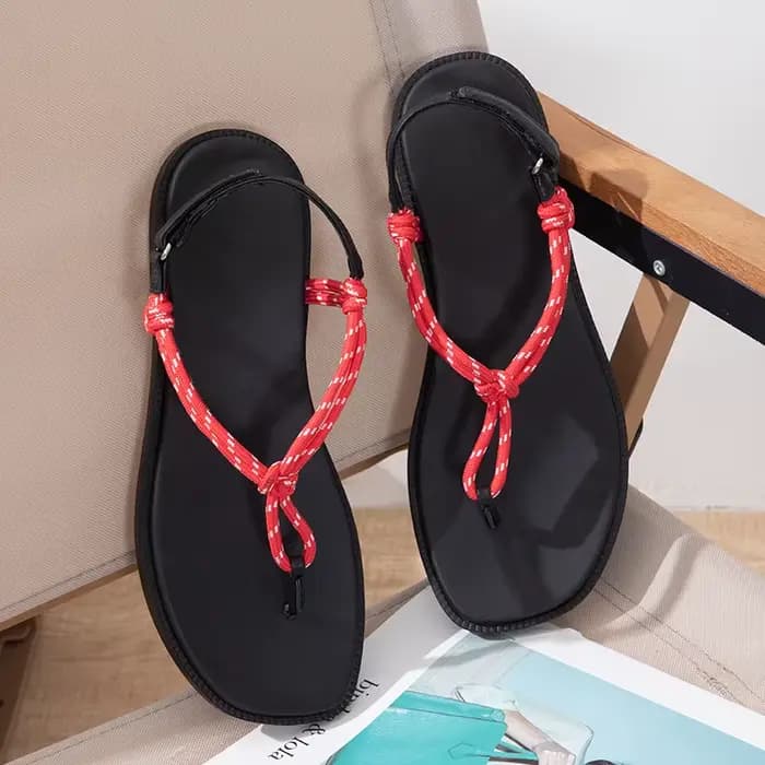 Sandales plates décontractées pour femme, style plage, à bride en T, à enfiler, semelle souple, bout