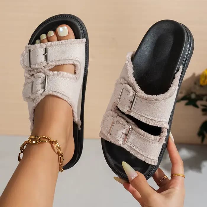 Nouvelles sandales Birkirk grande taille pour femme, décontractées, en jean, à enfiler, à talon plat