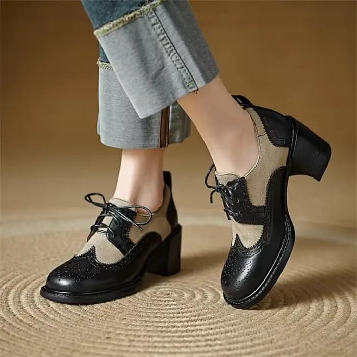 Escarpins en cuir de vache à talons hauts pour femmes, mocassins à la mode, chaussures rondes, desig
