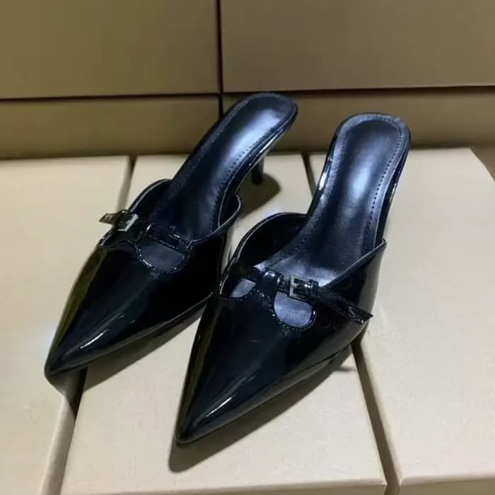 Sandales élégantes à dos nu pour femmes, chaussures de luxe à bout pointu, boucle Chic, noires, talo