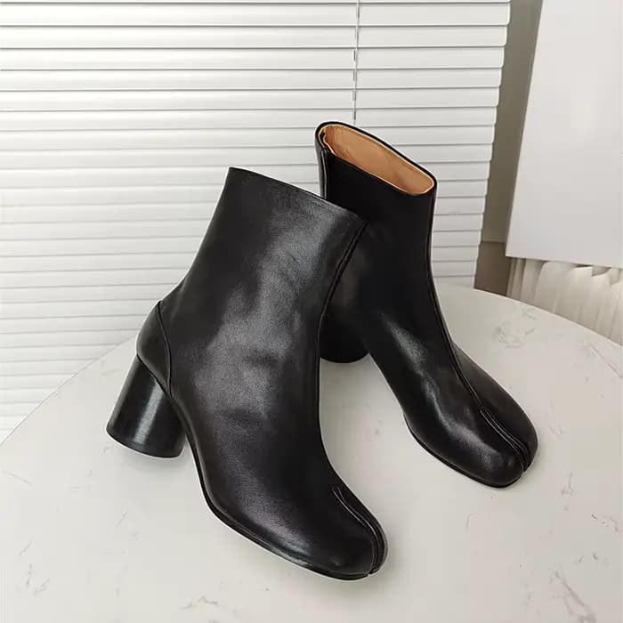 Bottines à bout fendu en cuir véritable pour femmes, bottes Tabi vintage faites à la main, chaussure