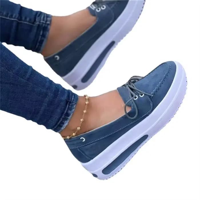 Baskets à Semelle Compensée pour Femme, Chaussures Plates à Enfiler, Basses en Toile pour Bol, Semel