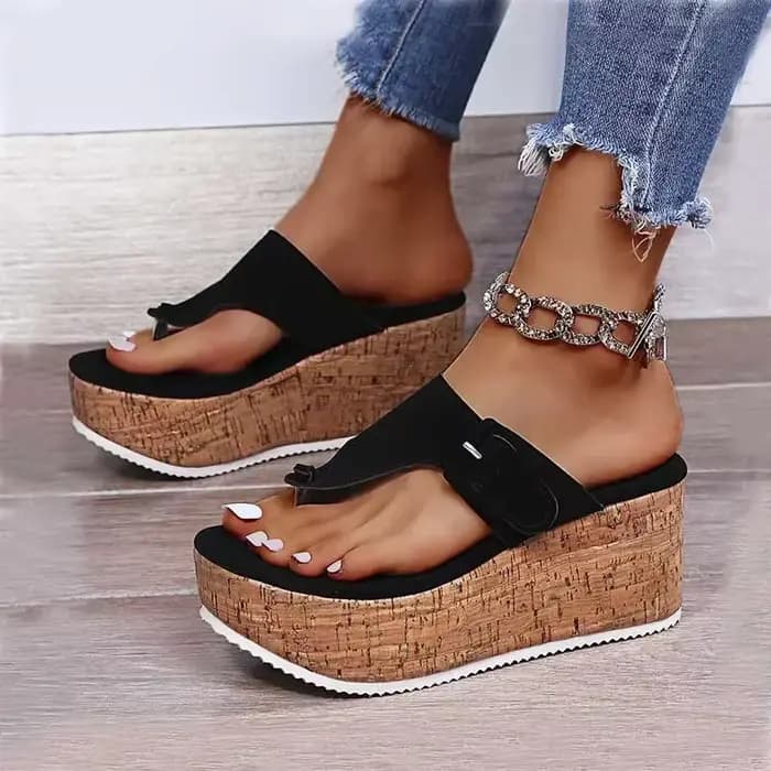 Sandales à plateforme compensée pour femmes, chaussures d'été, tongs pour dames, pantoufles décontra