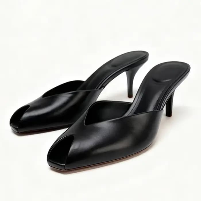 Pantoufles à talons en cuir verni doré pour femmes, sandales coulissantes Sexy à bout ouvert, chauss