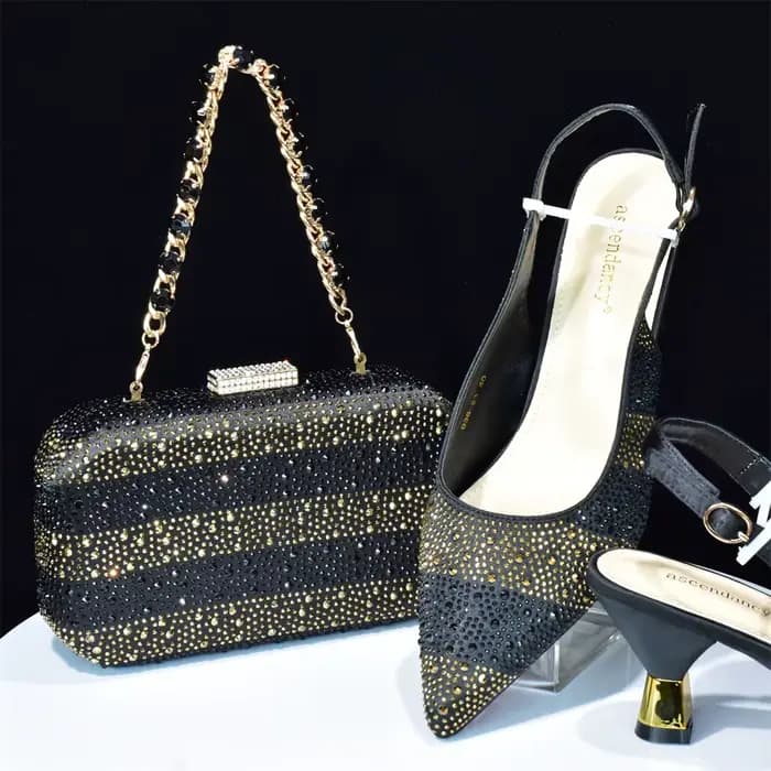 Doershow-Ensembles de chaussures et de sacs italiens, sacs à main en argent de charbon, sacs assorti