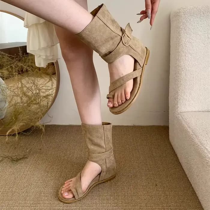 Sandales Rétro Femme Été 2026 Nouvelle Mode Bottines Décontractées Polyvalentes à Bout Ouvert Style 